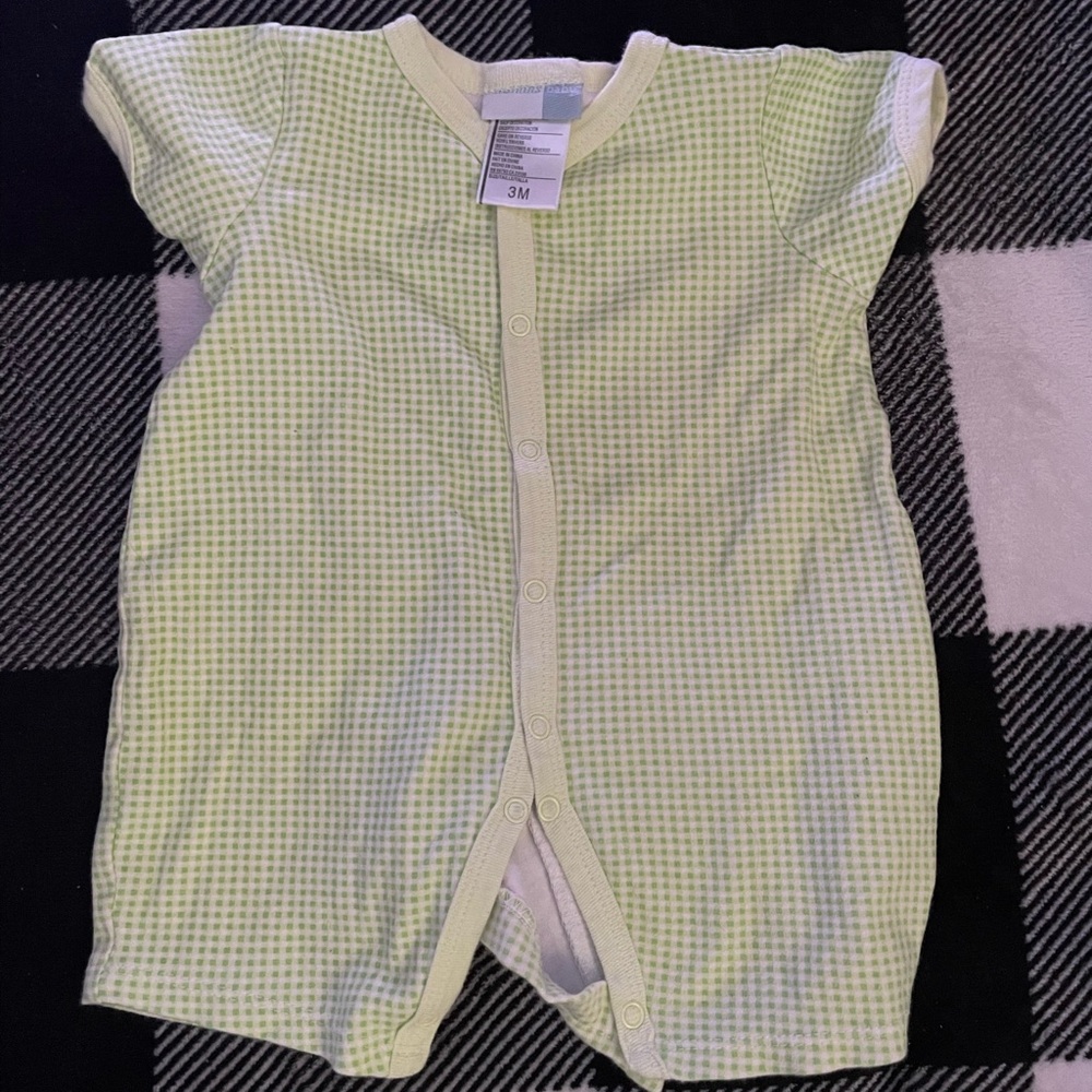 Green Checkered Baby Romper